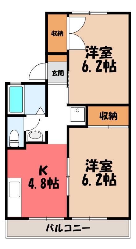 トロイメンドルフイプシロン A(2K/2階)の間取り写真