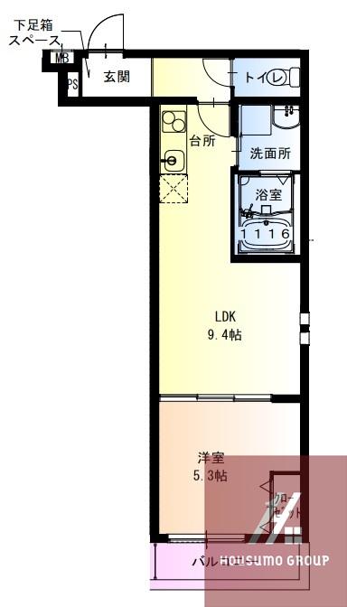 フジパレス松虫通ウエスト(1LDK/2階)の間取り写真