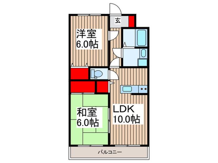 エクセレント(2LDK/3階)の間取り写真