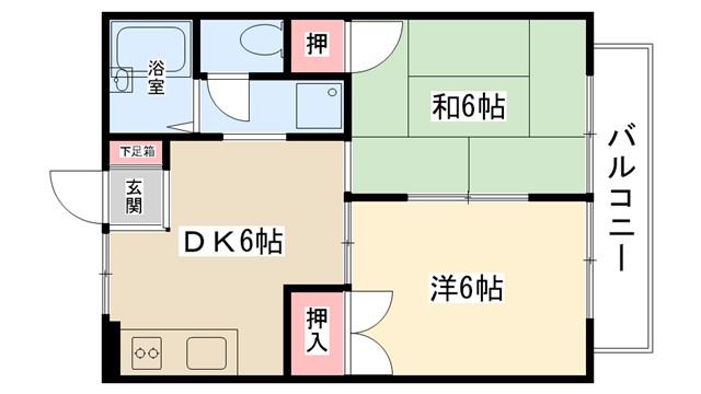 ブラーナ壱番館(2DK/2階)の間取り写真