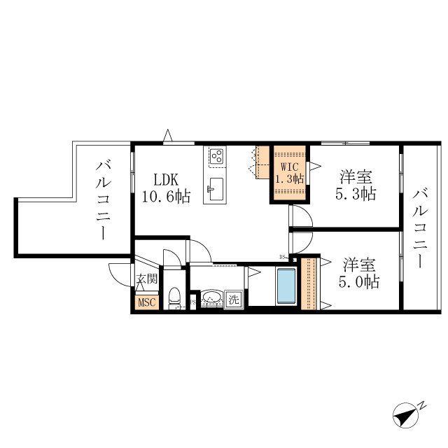 ルオント(2LDK/3階)の間取り写真