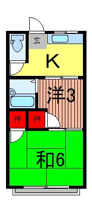 弥平荘(2K/2階)の間取り写真