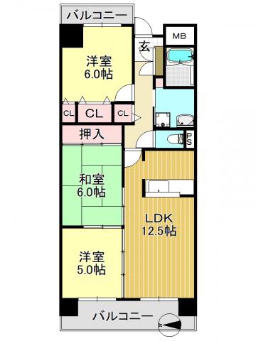 シーズモア(3LDK/7階)の間取り写真
