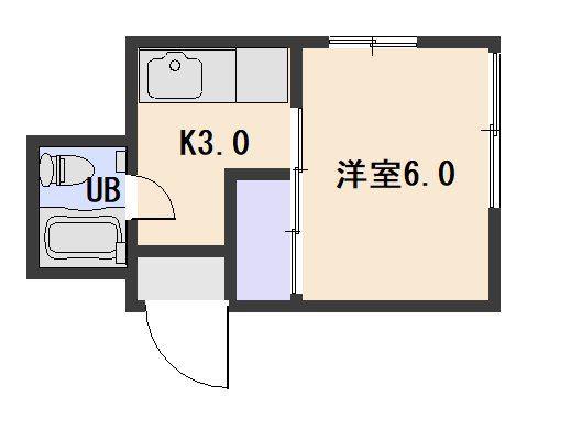 福島コーポ(1K/3階)の間取り写真