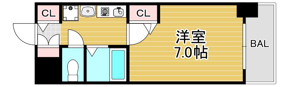 エスリード新梅田(1K/4階)の間取り写真