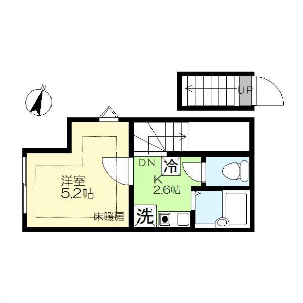 LA MAISON DE MITSUI 東嶺町(1K/2階)の間取り写真