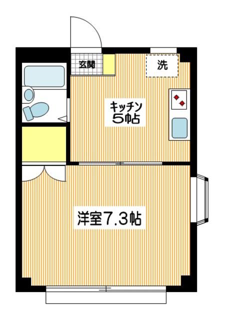 松坂第2ビル(1DK/2階)の間取り写真