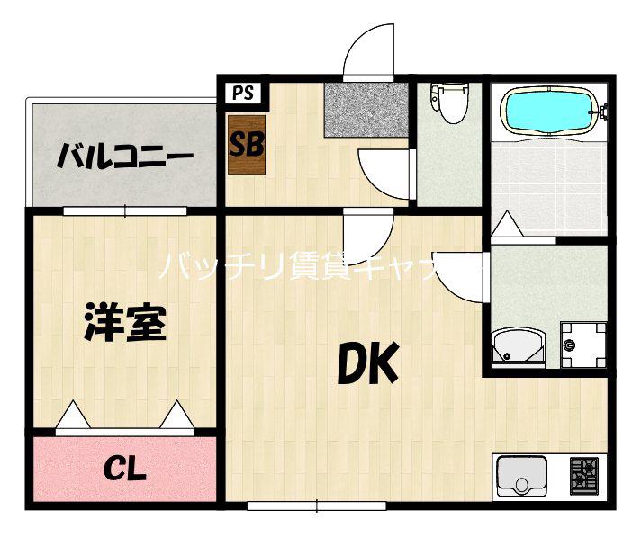 NEWGATE 井尻(1DK/1階)の間取り写真