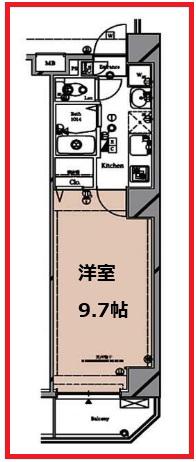 トラディスニッポリE(1K/4階)の間取り写真