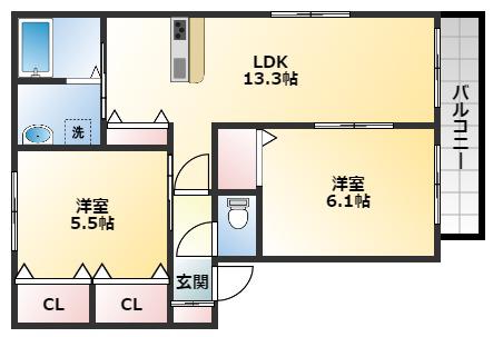 メゾンドプチフォーレ(2LDK/2階)の間取り写真