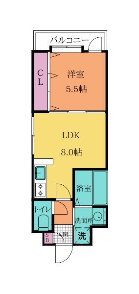 NO50 A.PRIORI南小倉(1DK/2階)の間取り写真