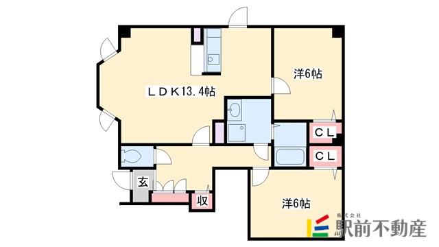 プリムローズD(2LDK/1階)の間取り写真