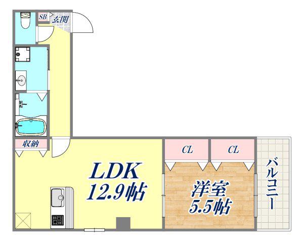 ソリテイア芦屋西(1LDK/3階)の間取り写真