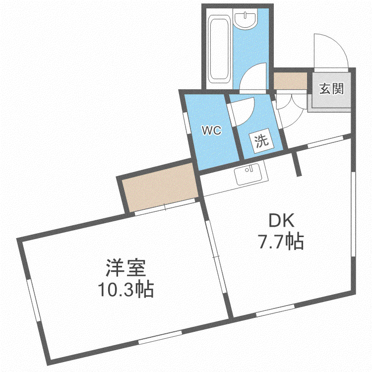 シークエンス620C(1DK/4階)の間取り写真