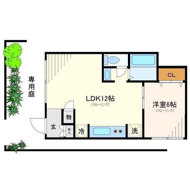 茅野ビル(1LDK/1階)の間取り写真