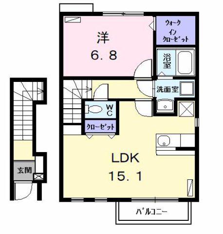 エテルノライツ(1LDK/2階)の間取り写真