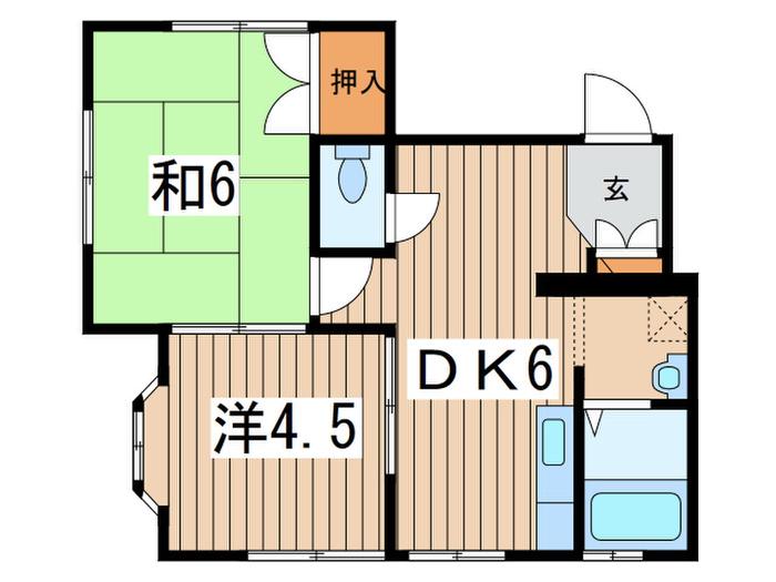 ベルメゾン宮沢(2DK/1階)の間取り写真