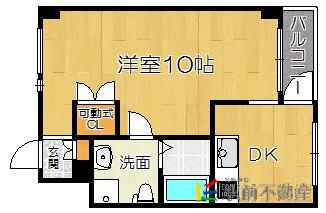 KDXレジデンス西新(1DK/4階)の間取り写真