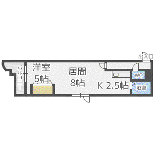 ミラバ札幌中央(1LDK/5階)の間取り写真