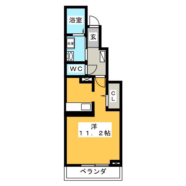 ユネリア(1K/1階)の間取り写真
