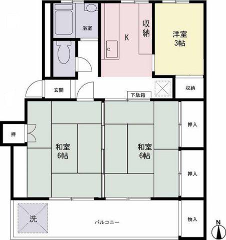烏山北15号棟(3K/3階)の間取り写真