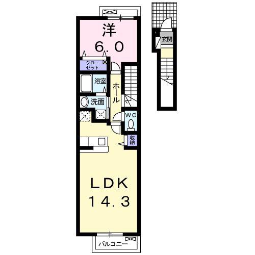 クラールII(1LDK/2階)の間取り写真