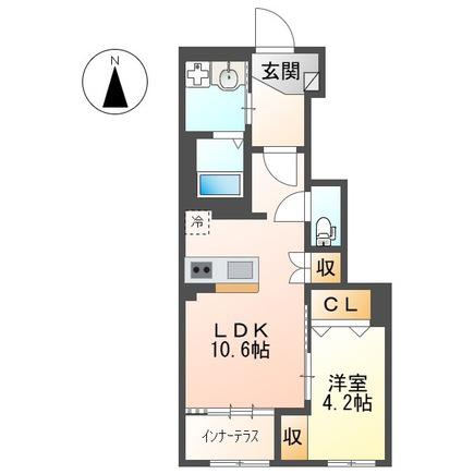 エルアンジェル(1LDK/1階)の間取り写真