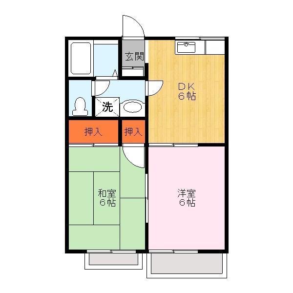 リバーサイド東町(2DK/2階)の間取り写真