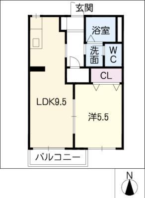 ファミール・ヒナA.B(1LDK/1階)の間取り写真