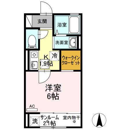 プレザントヒルズ A(1K/1階)の間取り写真