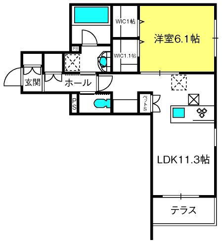 クラリス(1LDK/1階)の間取り写真