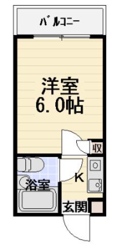 ハッピーNY(1K/4階)の間取り写真