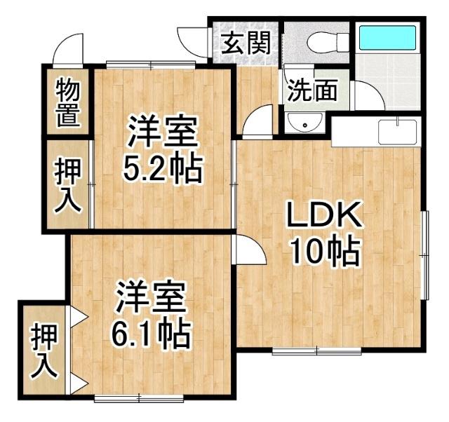 ハイツ林(2LDK/2階)の間取り写真
