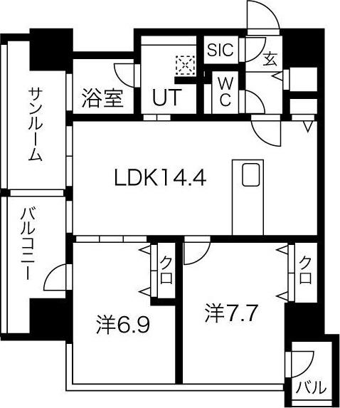 さくらHILLS NISHIKI PLATINUM RESIDENCE(2LDK/10階)の間取り写真