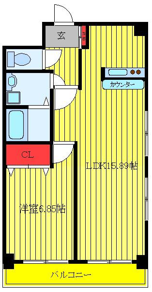 マイン エントピア(1LDK/6階)の間取り写真