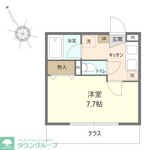 カサ・ブルーノ(1K/1階)の間取り写真