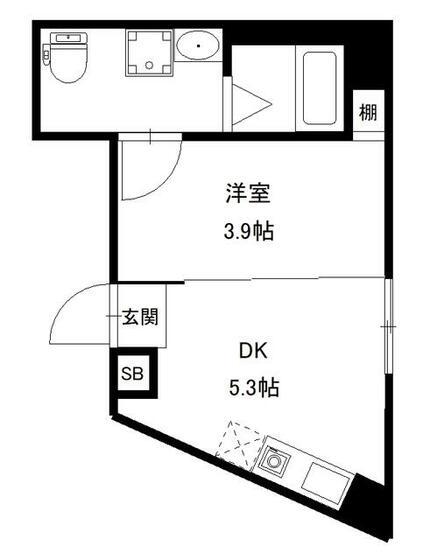 グランレジデンス四つ木(1DK/3階)の間取り写真