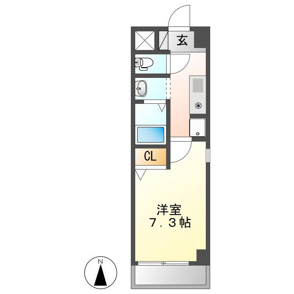 アヴリル(1K/3階)の間取り写真