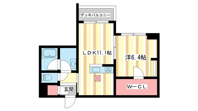 シャーメゾンFUJIMOTOII(1LDK/1階)の間取り写真