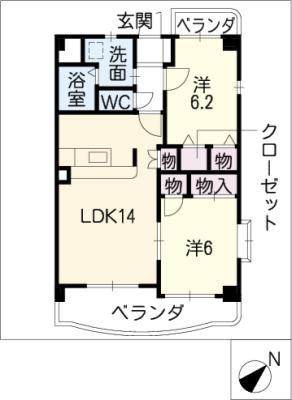 スターライト藤(2LDK/1階)の間取り写真