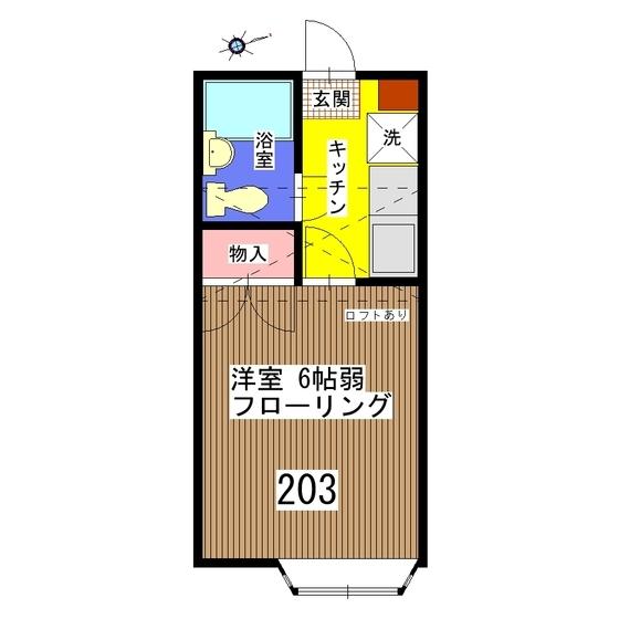 ドミールBS(1K/2階)の間取り写真
