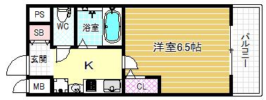 エスリード東天満第2(1K/2階)の間取り写真
