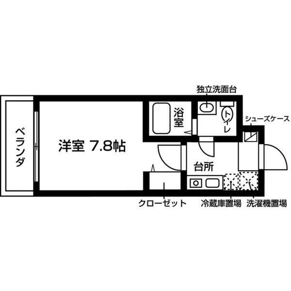 ルレーヴ向山(1K/4階)の間取り写真