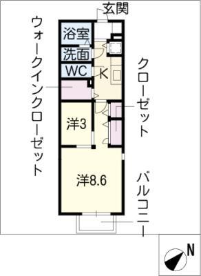 シャルマン大高(2K/2階)の間取り写真