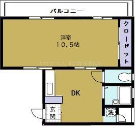 マンション藤(1DK/4階)の間取り写真