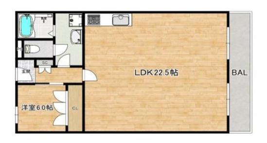 泉北若松台AB(1LDK/9階)の間取り写真