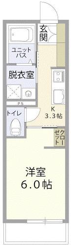 クランク小郡(1K/1階)の間取り写真