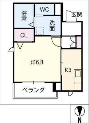 ステラ向陽(1K/3階)の間取り写真
