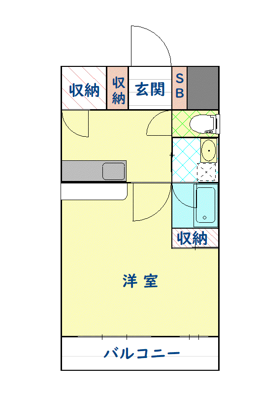 マンションクレアB(1K/1階)の間取り写真