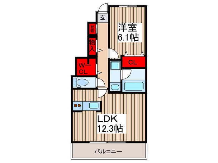 プリンシパル東川口(1LDK/1階)の間取り写真